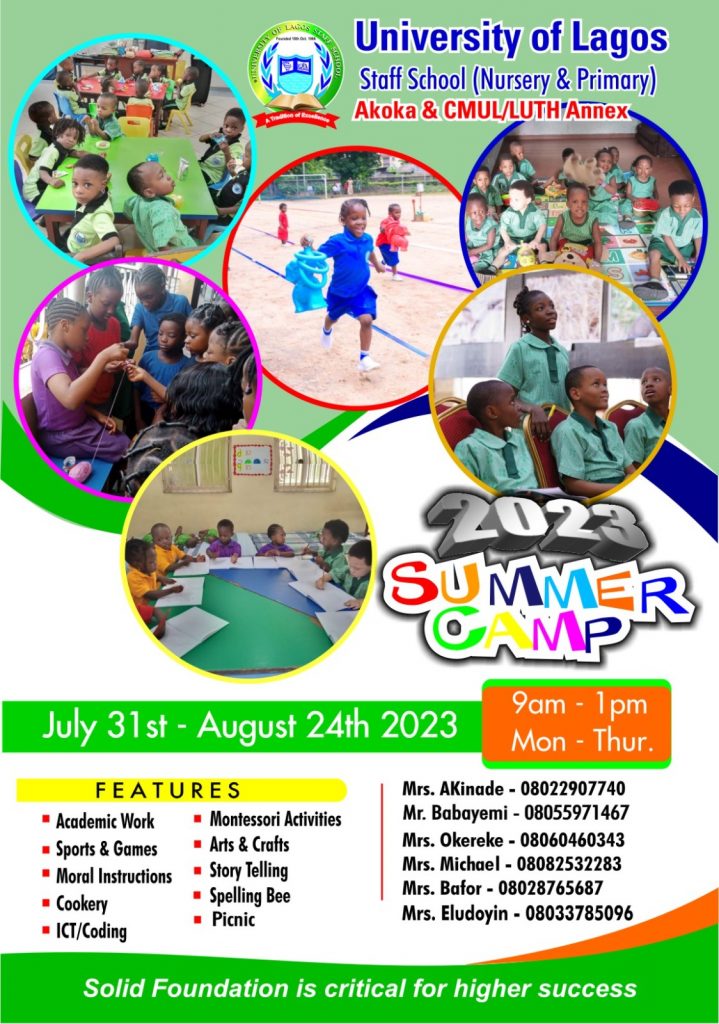 UNILAG STAFF SCHOOL ANNOUNCES 2023 SUMMER CAMP